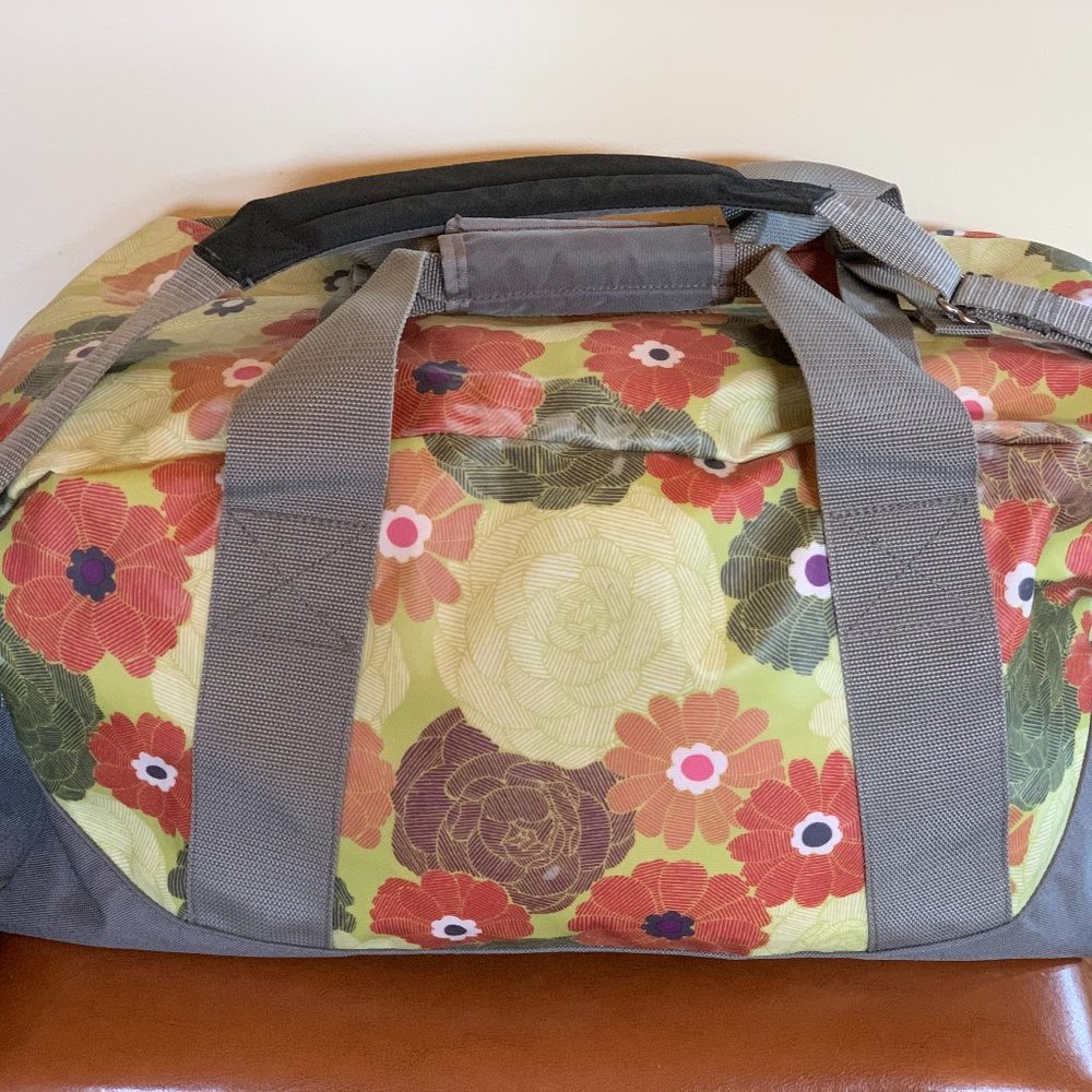 LL Bean Adventure Duffle Floral Yellow/Orange- Med
